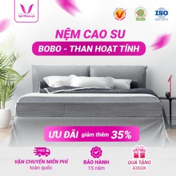 Nệm Thắng Lợi-BoBo Than Hoạt Tính-100% Cao Su Thiên Nhiên