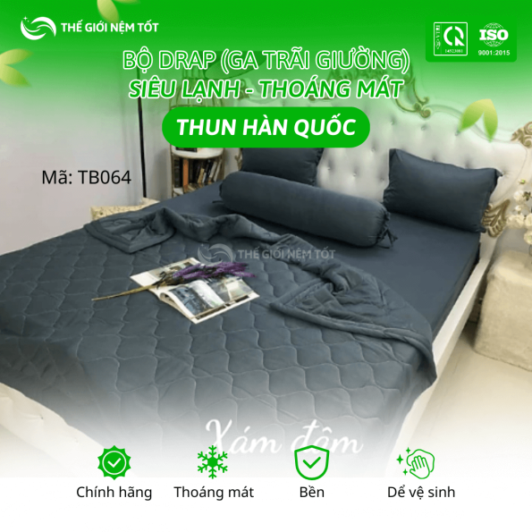 Bộ chăn ga drap mền thun trơn 1 màu