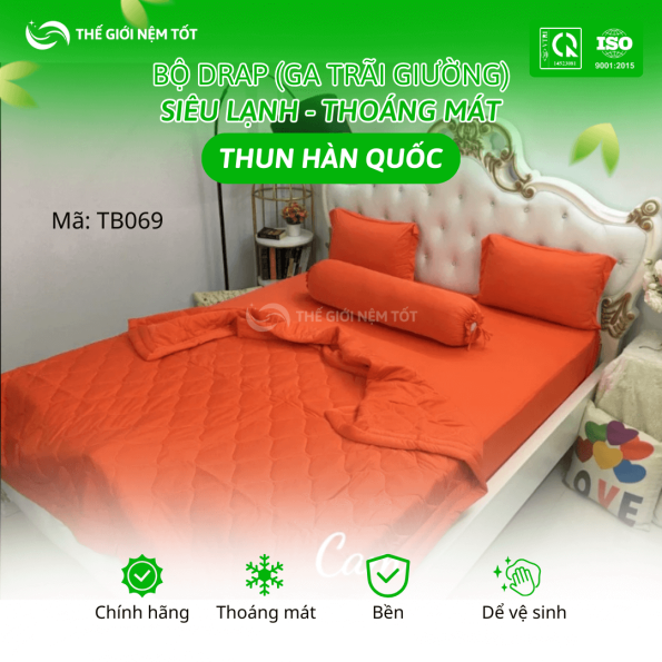 Bộ chăn ga drap mền thun trơn 1 màu