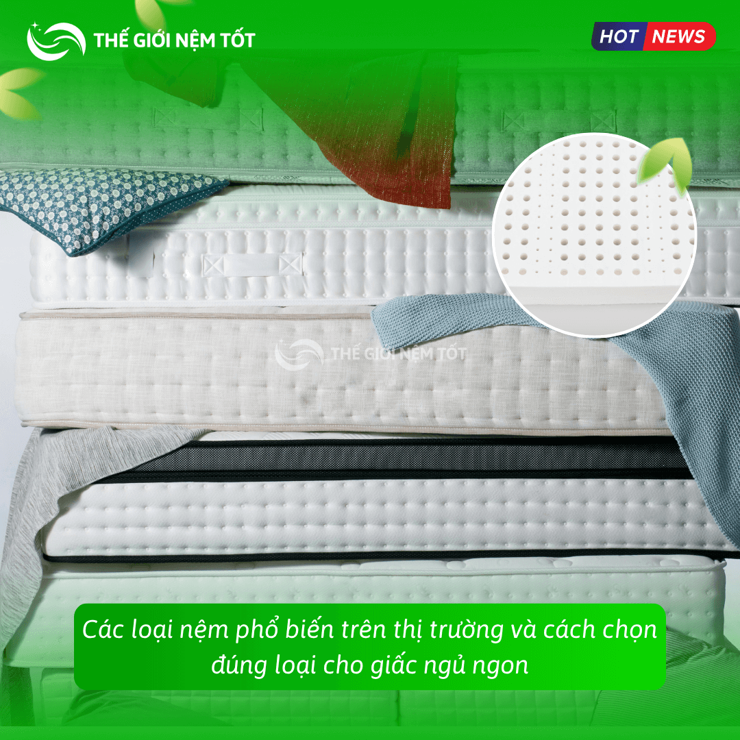 Các loại nệm phổ biến trên thị trường và cách chọn đúng loại cho giấc ngủ ngon