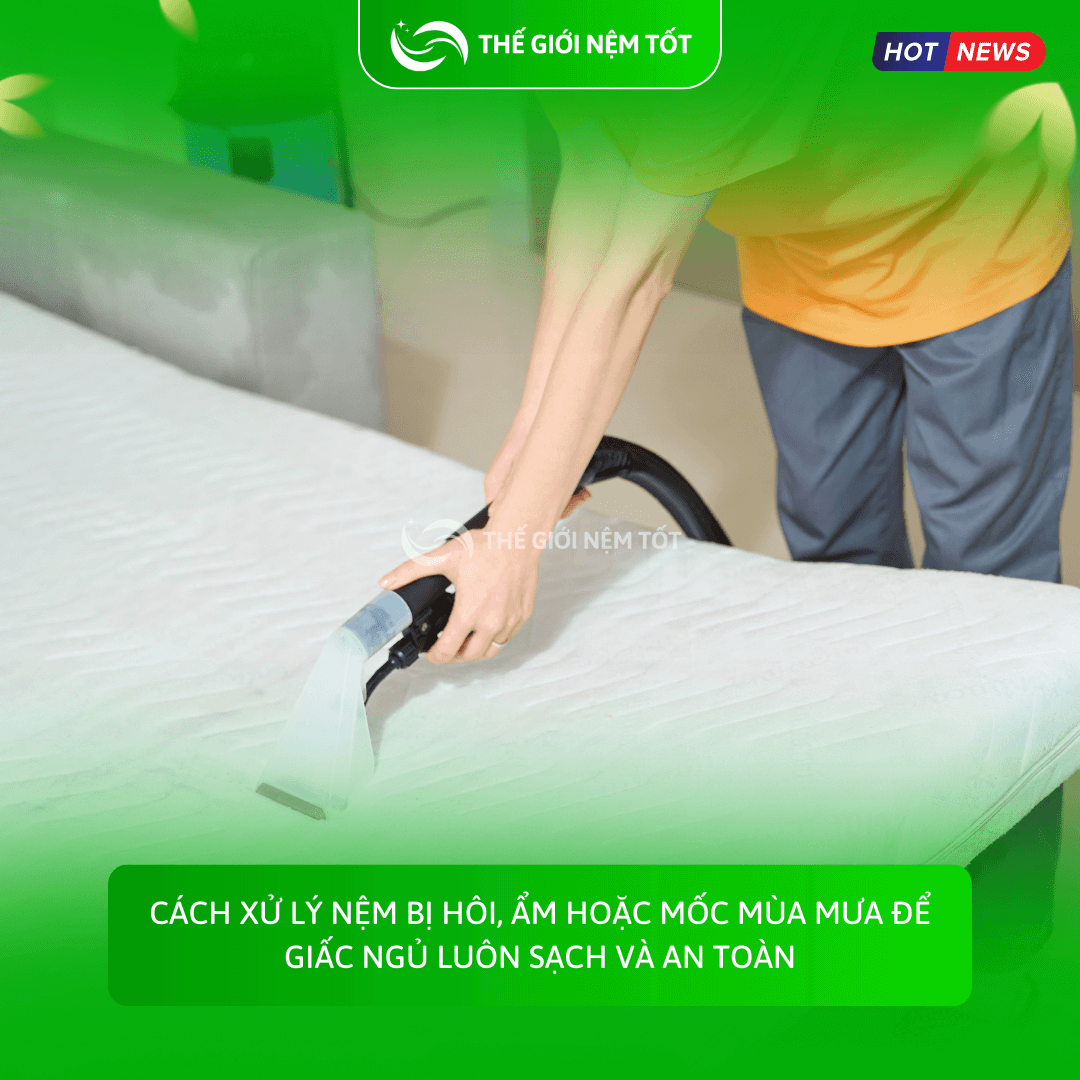 Cách xử lý nệm bị hôi, ẩm hoặc mốc mùa mưa để giấc ngủ luôn sạch và an toàn