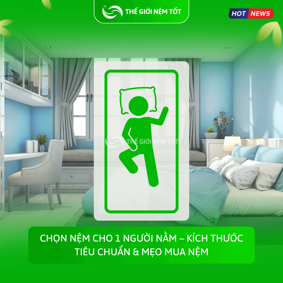 Chọn nệm cho 1 người nằm – Kích thước tiêu chuẩn & mẹo mua nệm (1)