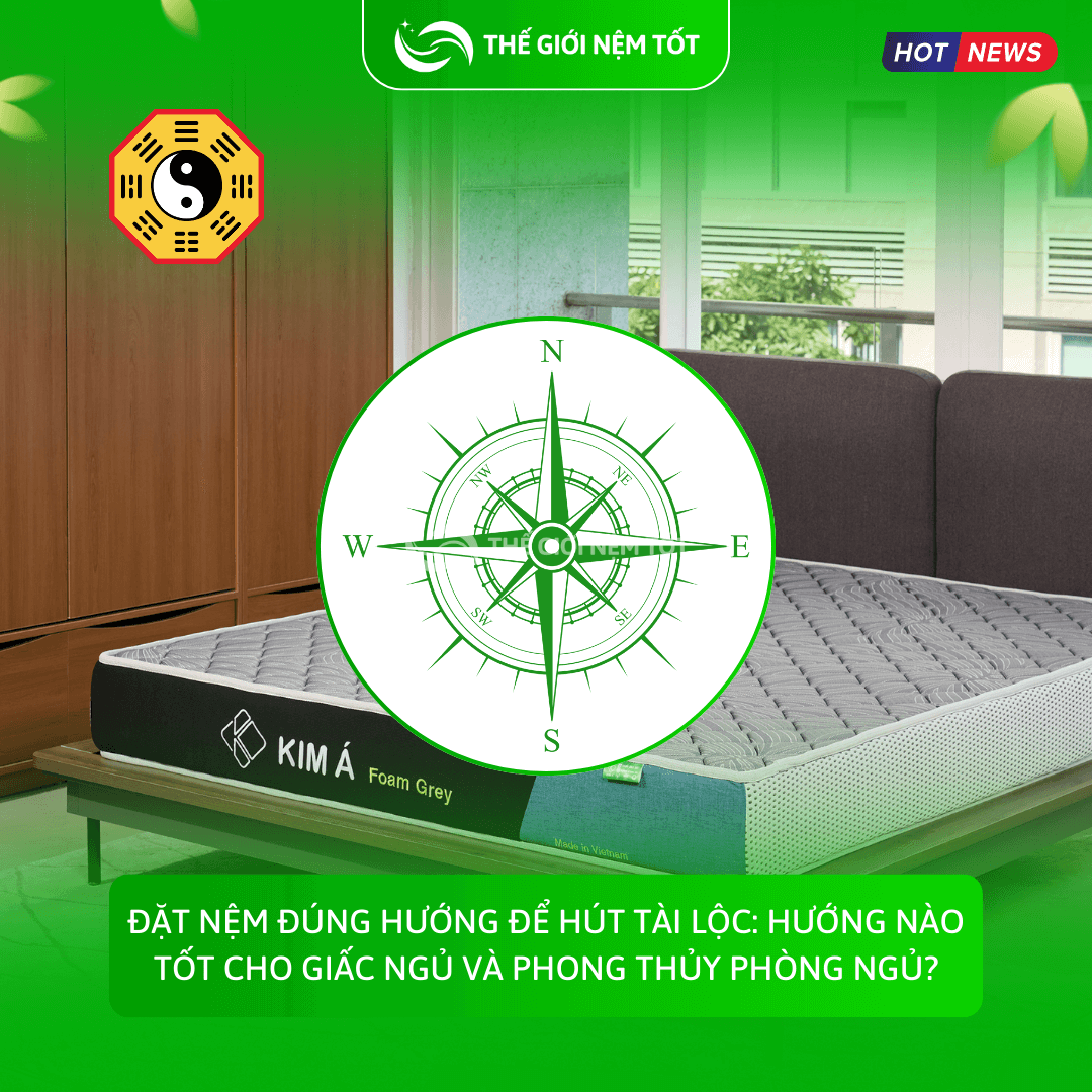 Đặt nệm đúng hướng để hút tài lộc: Hướng nào tốt cho giấc ngủ và phong thủy phòng ngủ?