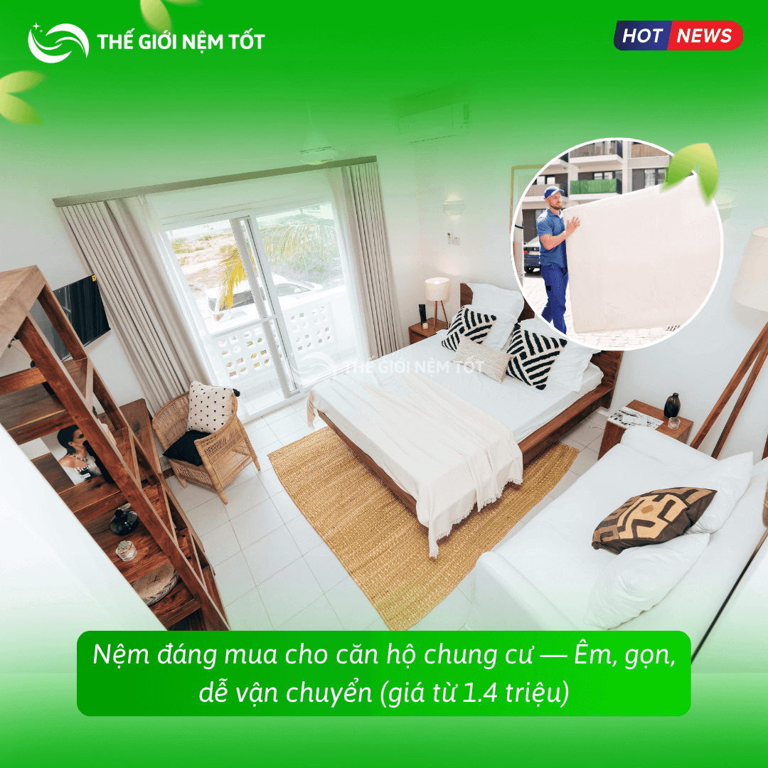 Nệm đáng mua cho căn hộ chung cư — Êm, gọn, dễ vận chuyển (giá từ 1.4 triệu)