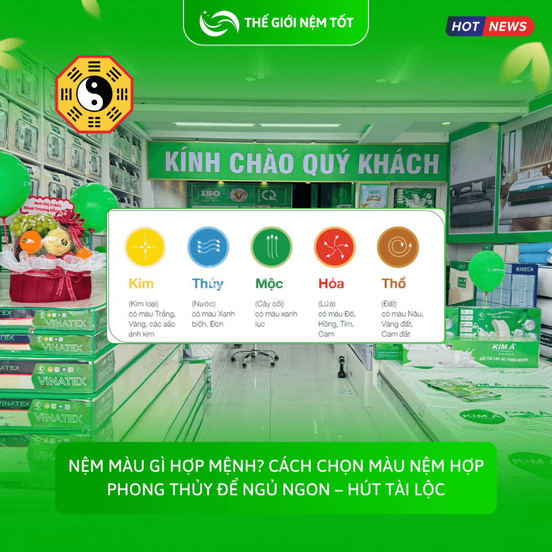 Nệm màu gì hợp mệnh Cách chọn màu nệm hợp phong thủy để ngủ ngon – hút tài lộc (1)