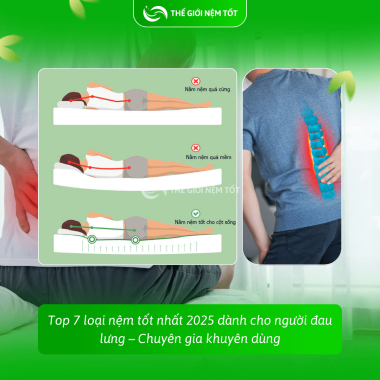 Top 7 loại nệm tốt nhất 2025 dành cho người đau lưng – Chuyên gia khuyên dùng